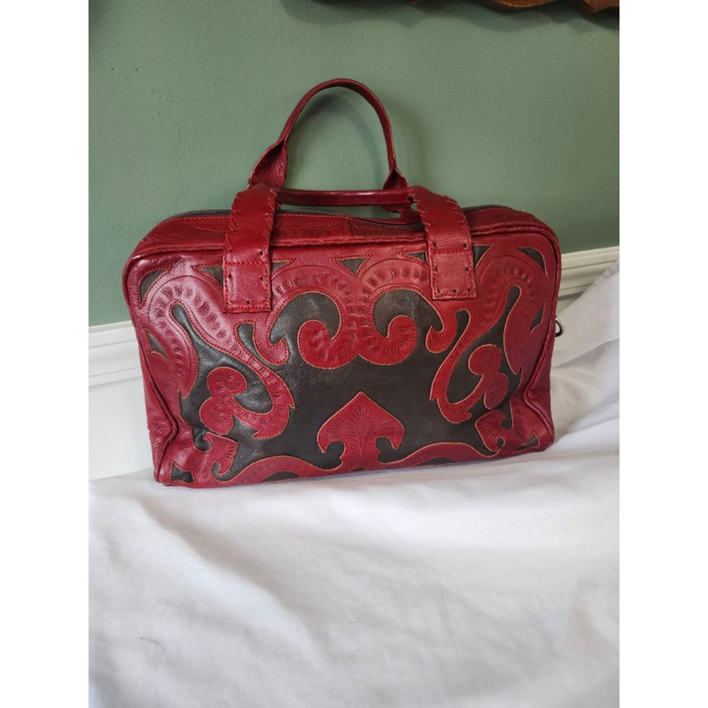 LABRADO LEATHER Satchel Red and Dark Brown - Picture 4 of 13